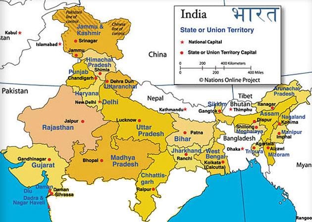 mappa di nord-ovest dell'India