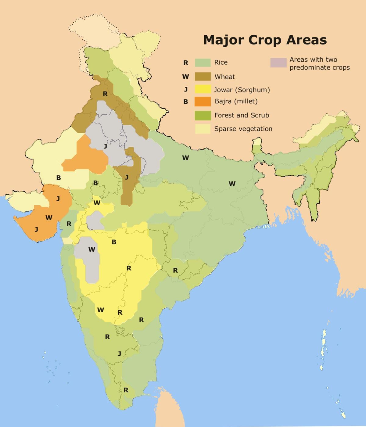 mappa dell'agricoltura dell'India