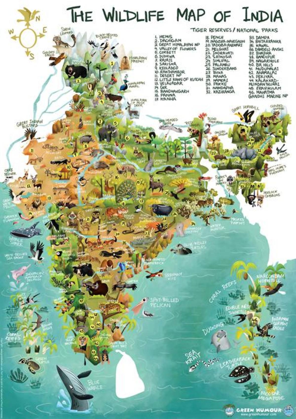 India fauna selvatica mappa