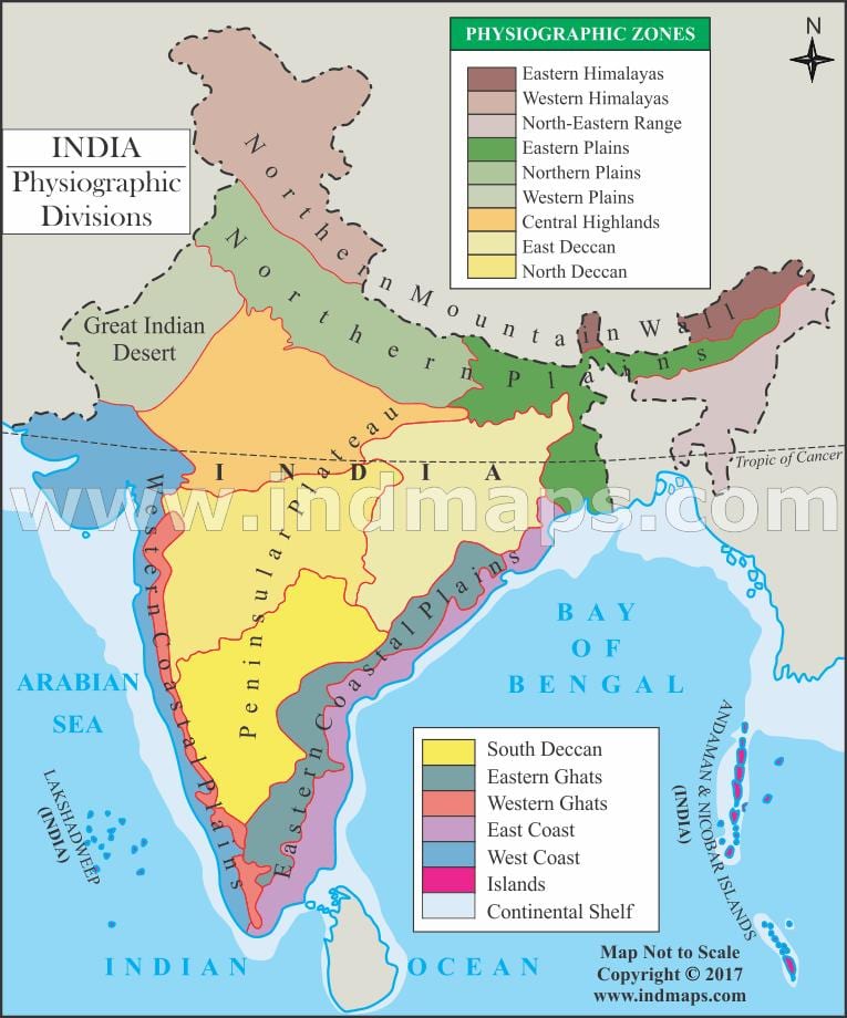 India divisione fisica mappa