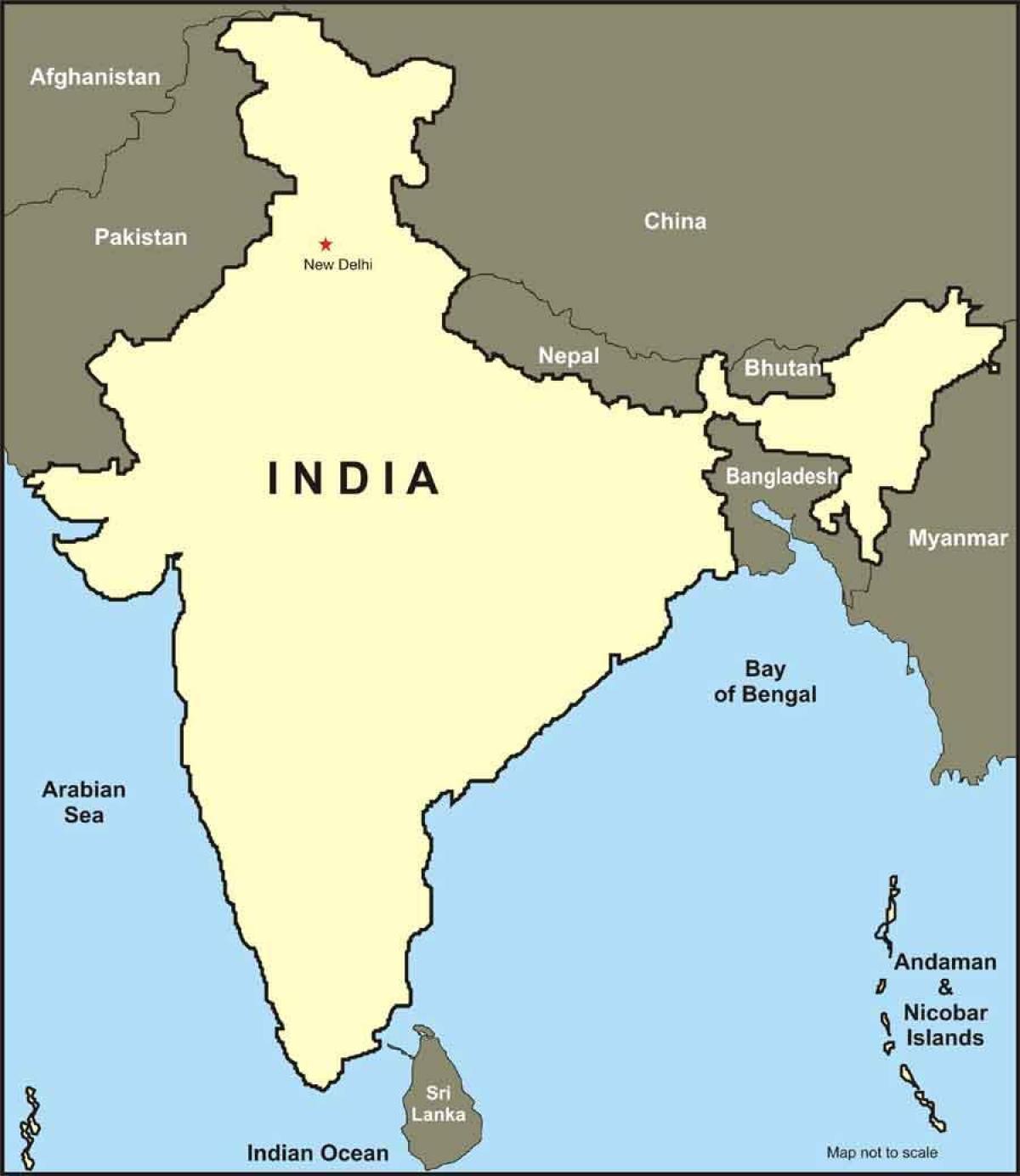 India mappa con i confini