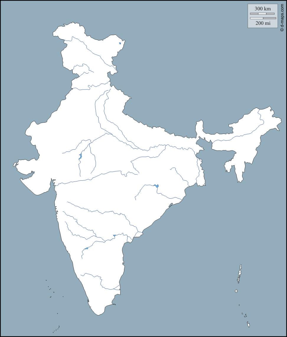 India fiume contorno mappa