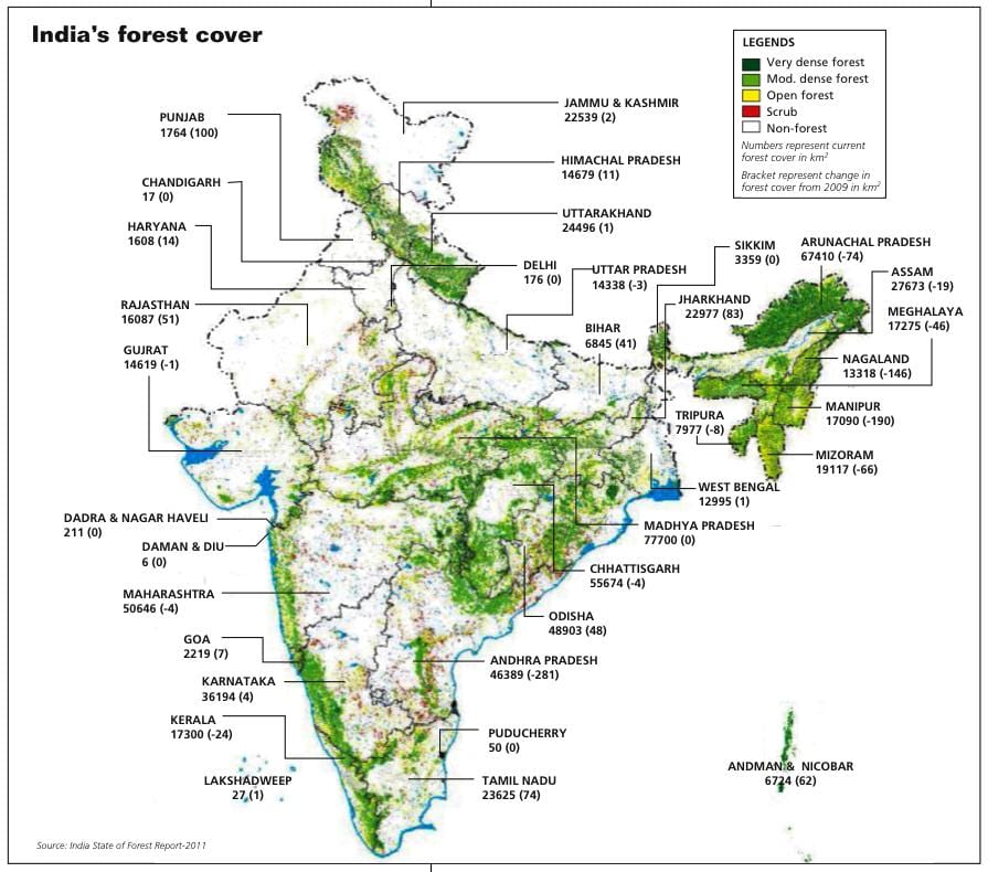 foresta mappa di India