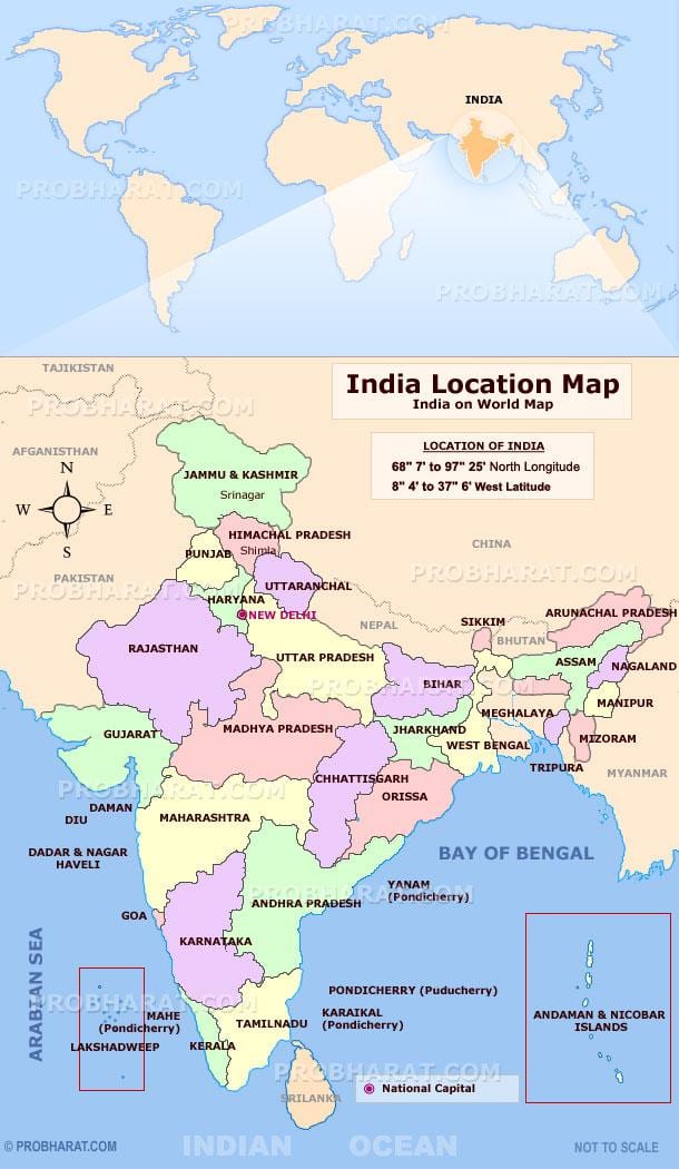 India ubicazione sulla mappa