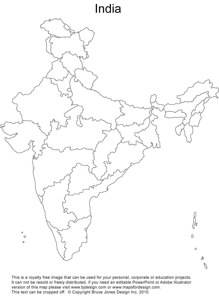 India politico contorno mappa