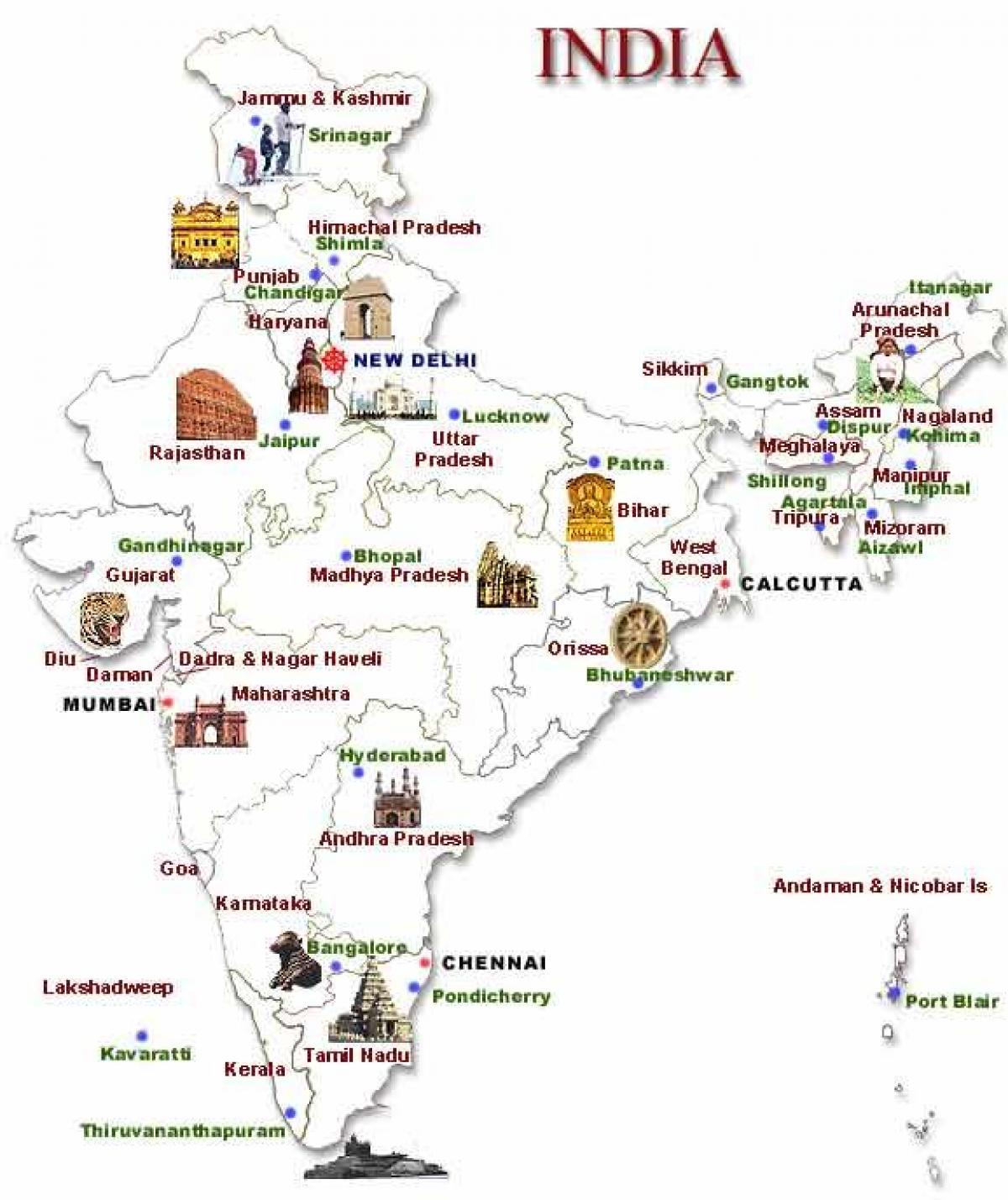 mappa turistica dell'India