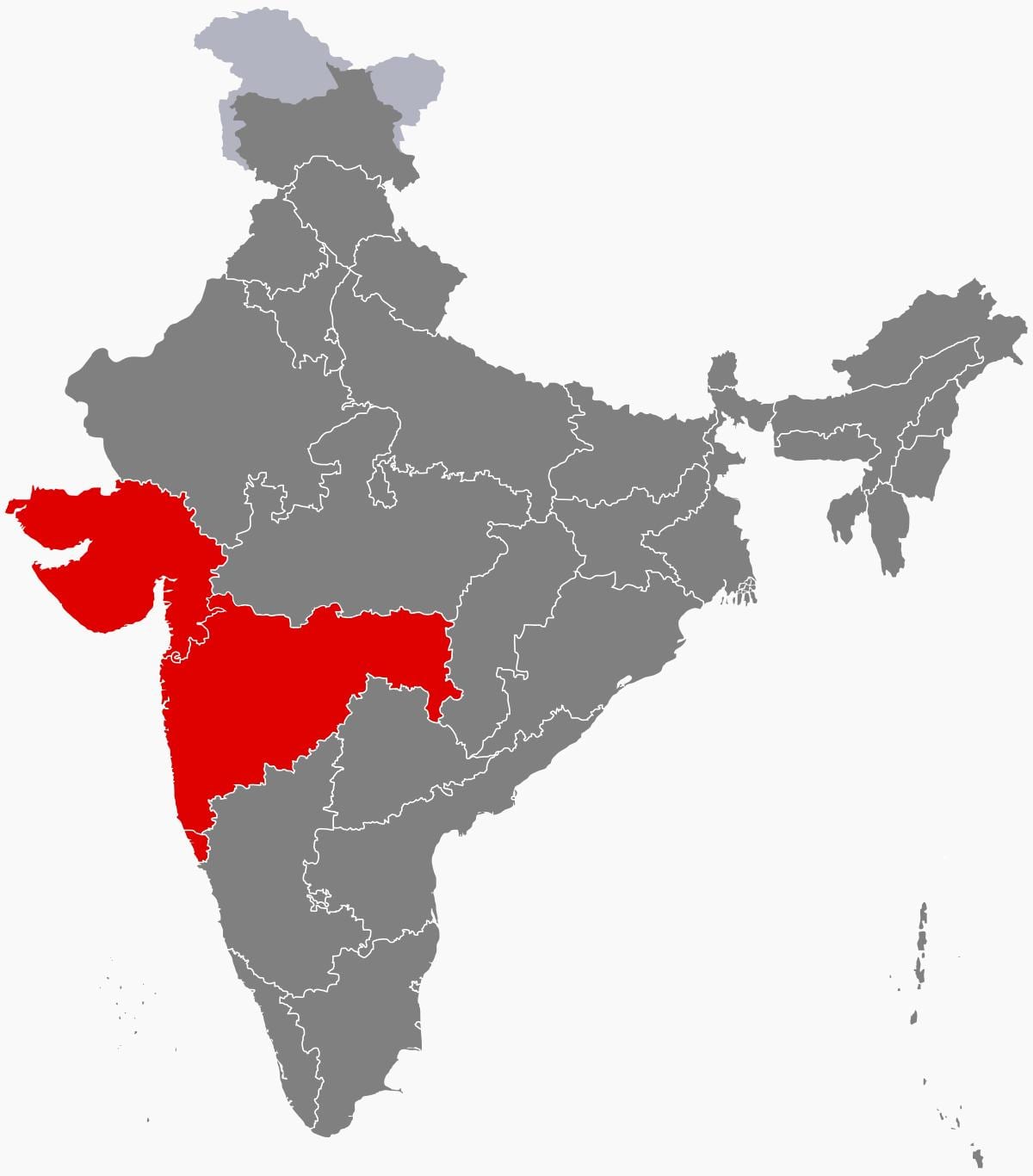 mappa di India occidentale