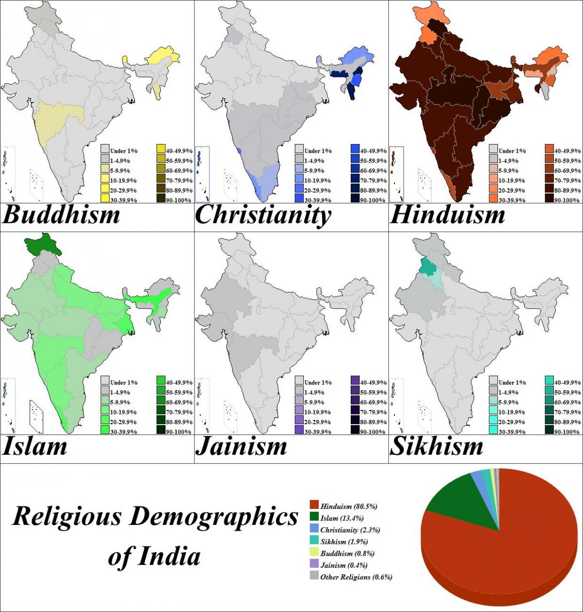 mappa di India religione