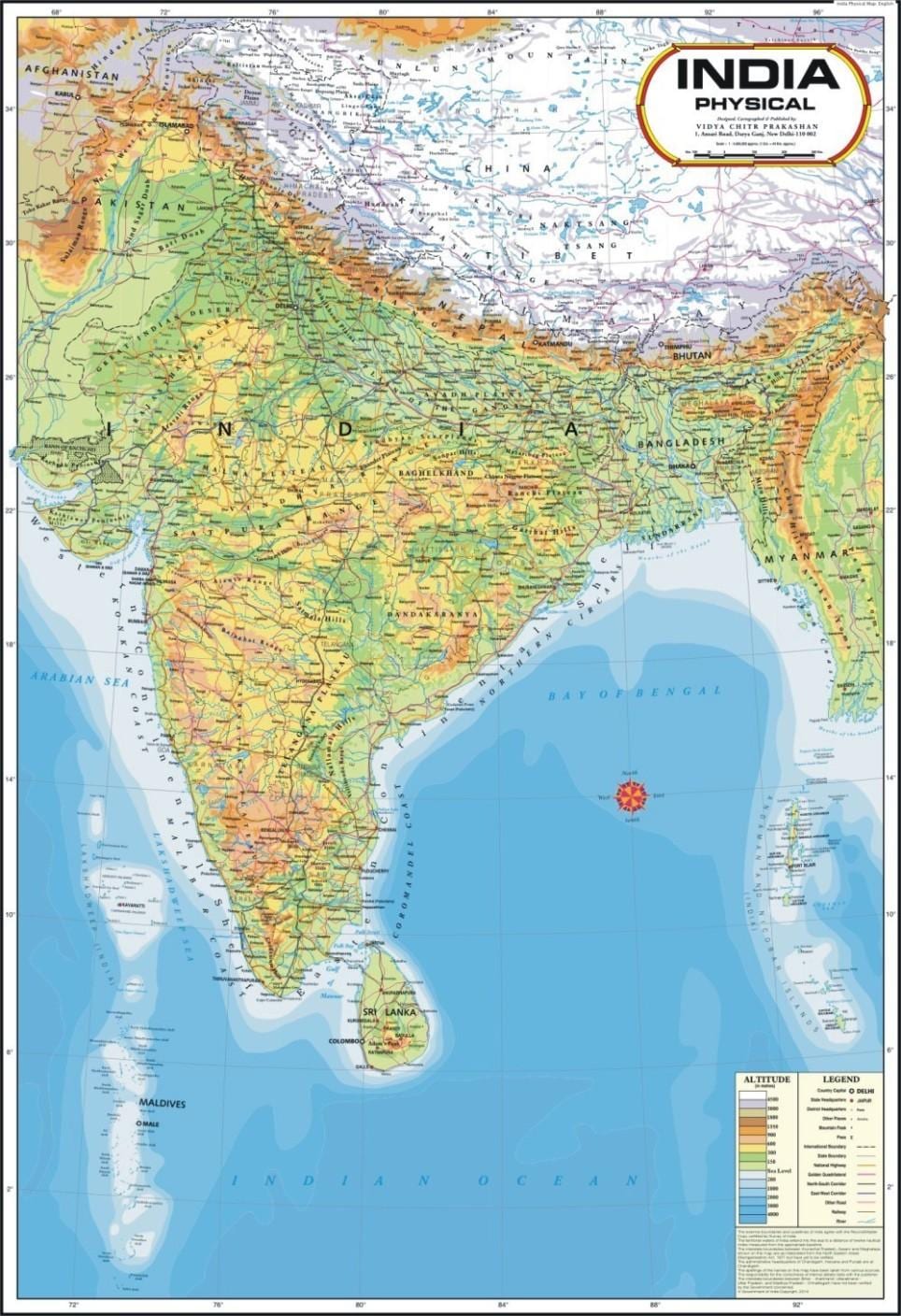 India mappa fisica