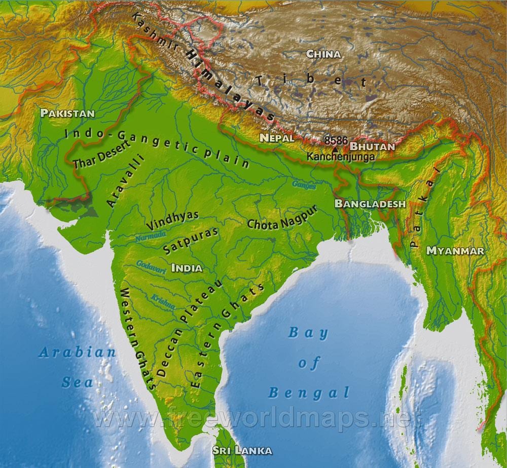 India mappa geografica