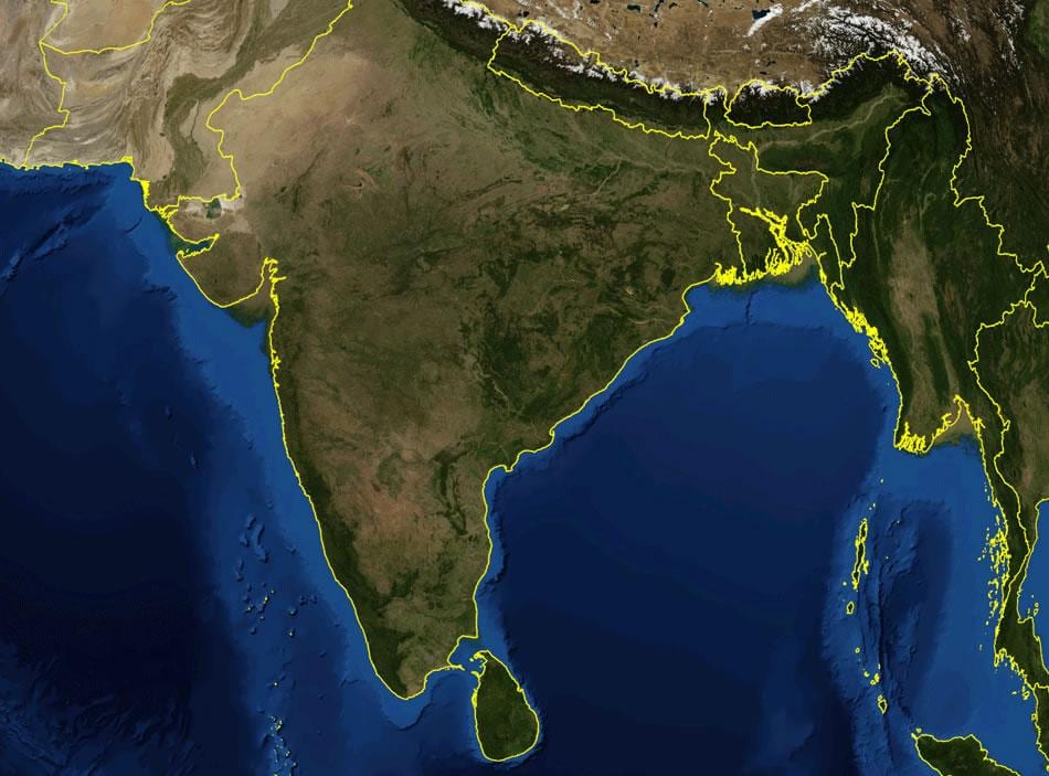 mappa di India satellitare