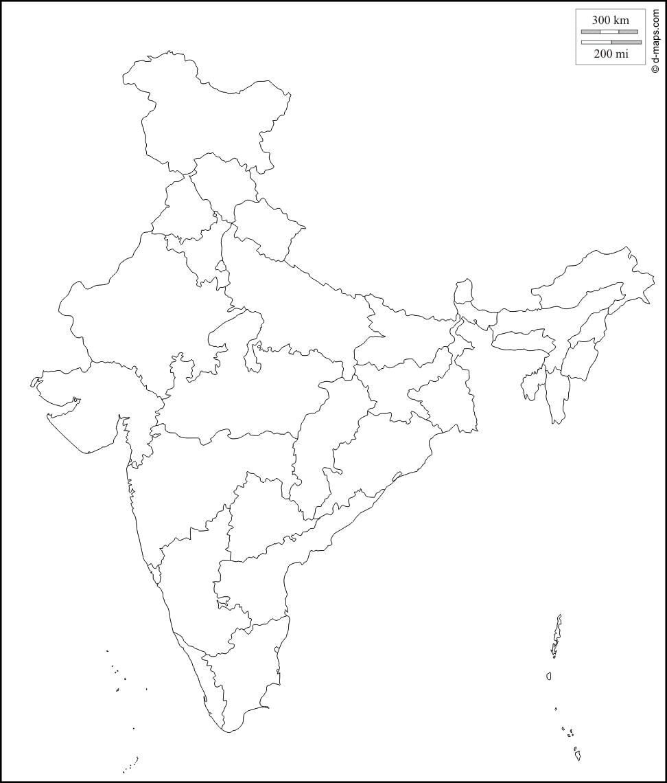 mappa di India vuoto