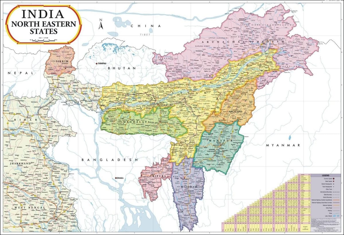 mappa di India nord-est