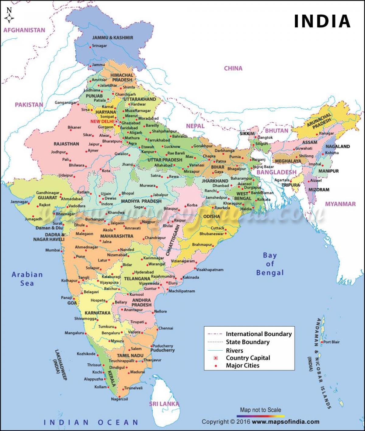 i principali porti dell'India mappa