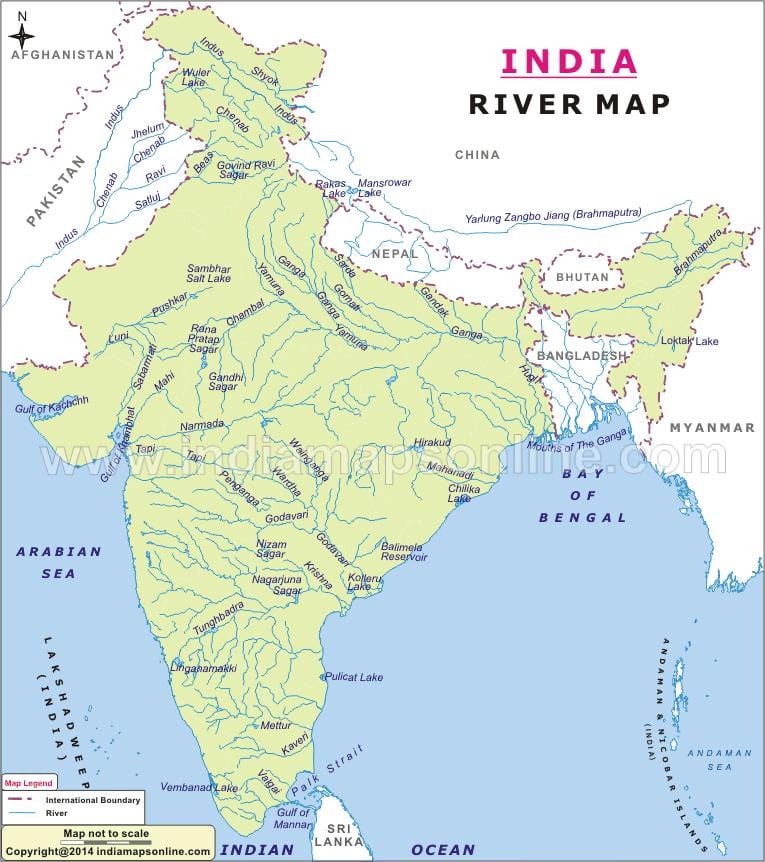 sindhu fiume mappa di India