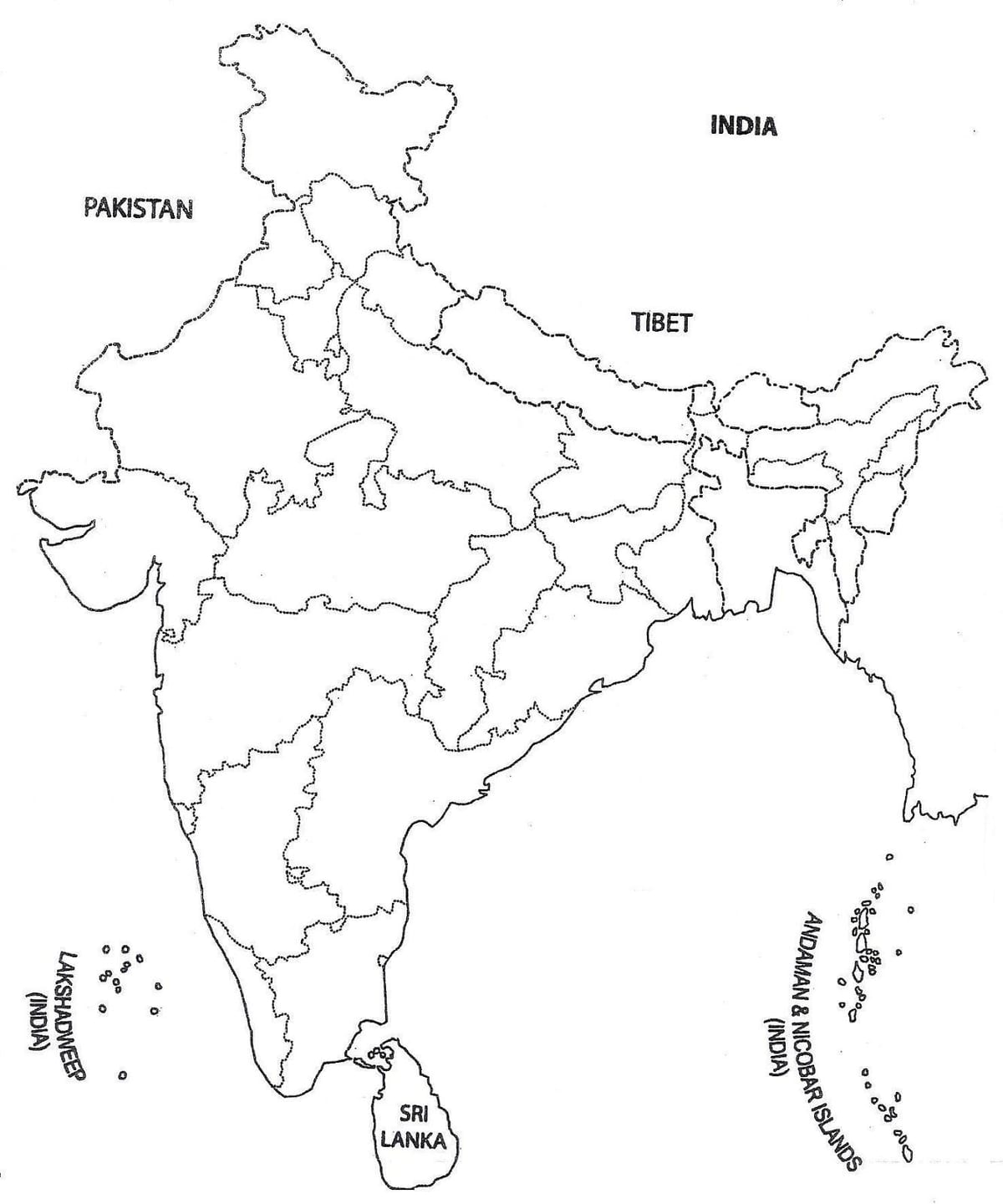 mappa politica dell'India vuoto