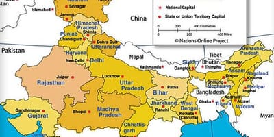 Mappa di nord-ovest dell'India