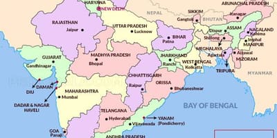 India mappa stati e capitali
