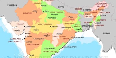 Mappa politica dell'India del nord