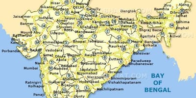 Mappa stradale di India del nord