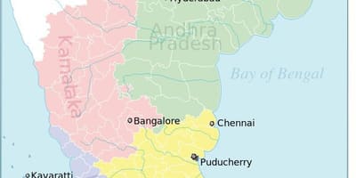 India del sud mappa politica