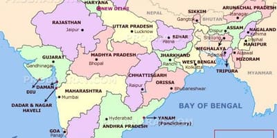 Mappa di India con capitelli