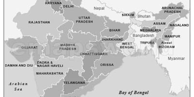 Bianco e nero, India mappa