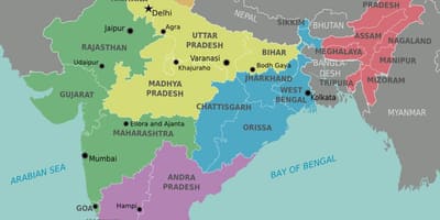 Nelle regioni indiane mappa