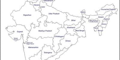 India delineare la mappa con gli stati