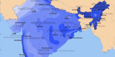 India pioggia mappa