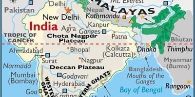 Mappa di montagne in India
