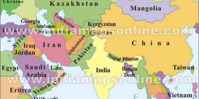 Mappa di India con i paesi vicini