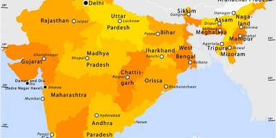 Unione territori dell'India sulla mappa